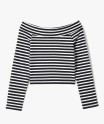 Tee-shirt manches longues avec col Bardot coupe courte femme